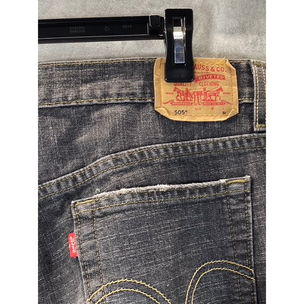 LEVI'S Women's Vintage Black Denim 505 Nouveau Straight-Leg Jeans SZ 14 M