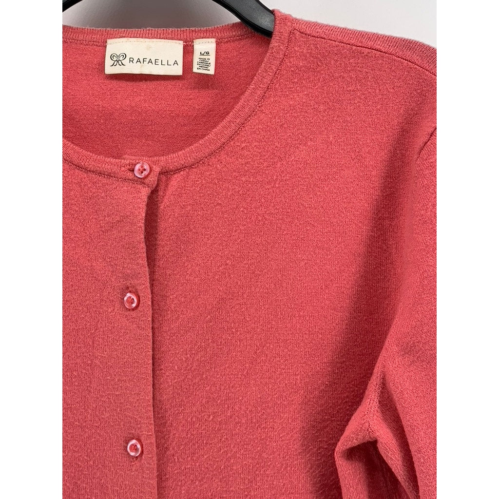RAFAELLA Women's Peach Acrylic Blend Knit Button-Up Cardigan SZ L