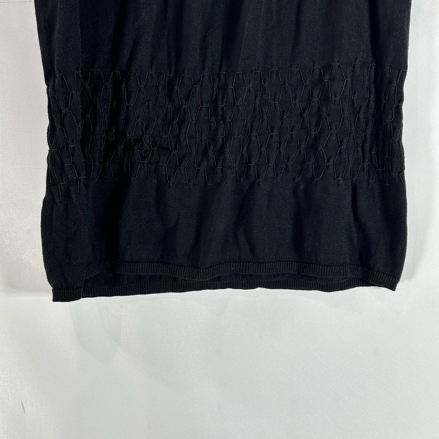 KENNETH COLE NEW YORK Women's Black Silk Deep Scoop-Neck Textured Tank Top SZ L