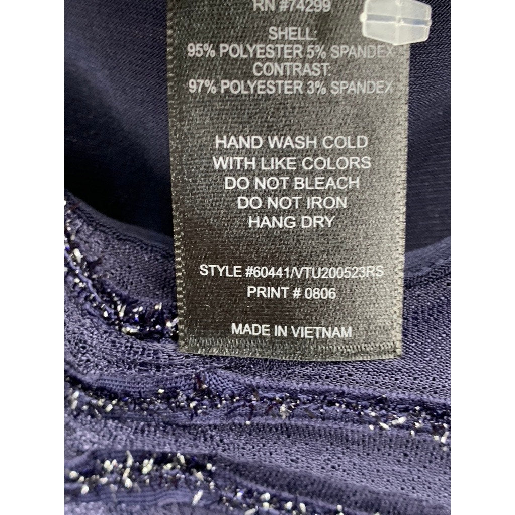 ENFOCUS STUDIO Women's Navy Asymmetrical Shawl Sheath Dress SZ 4