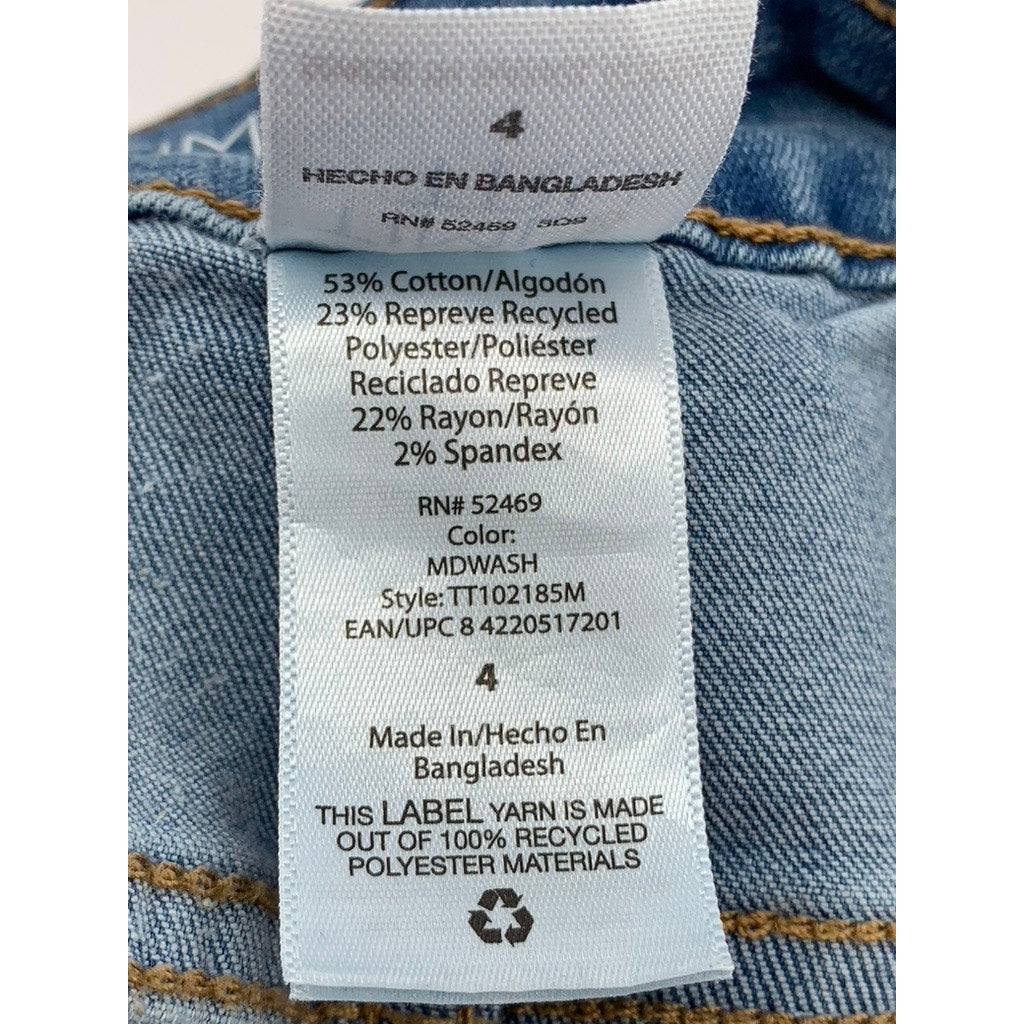 TIME & TRU Women's Light Wash Denim Distressed Bermuda Shorts SZ 4
