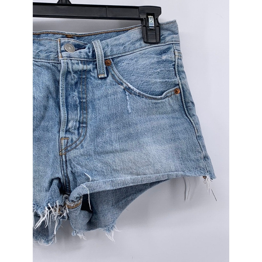 LEVI'S Women's Blue Denim Distressed 501 Shorts SZ 26
