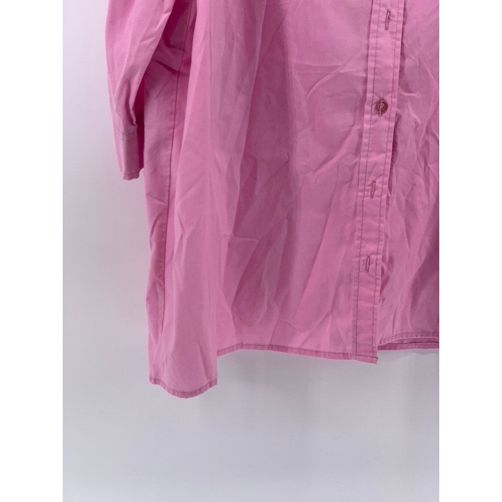 AMERICAN SWEETHEART Women's Vintage Bubblegum Pink Button-Up 3/4 Sleeve Top SZXL