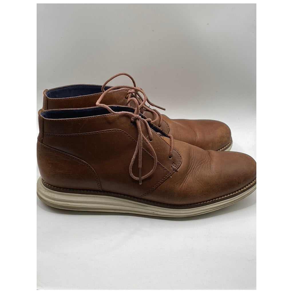 COLE HAAN Men's Cognac Leather Grand OS Waterpoof Lace-Up Chukka Boots SZ 8.5