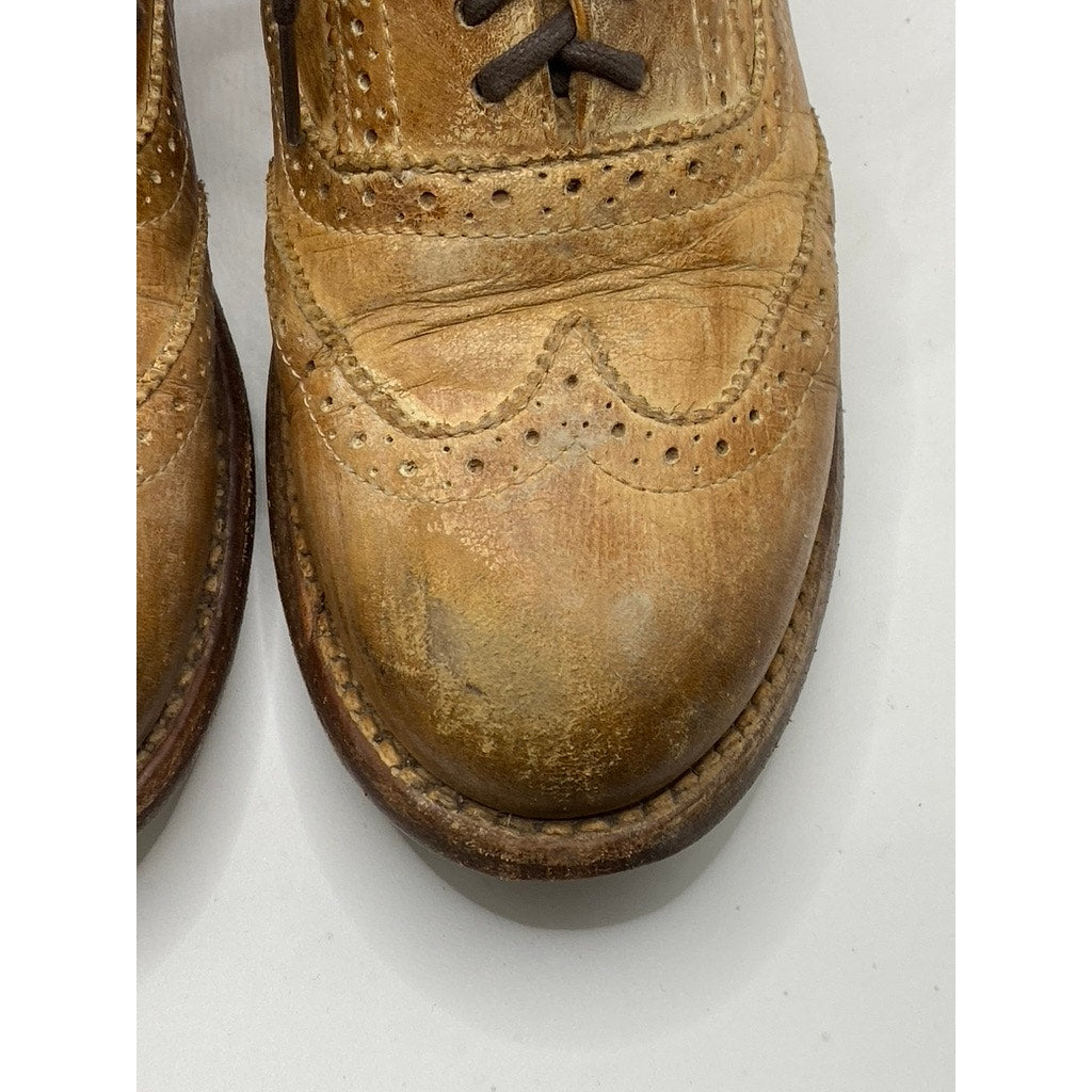 BED|STU Women’s Tan Leather Lita Wingtip Lace-Up Oxford Shoes SZ 7