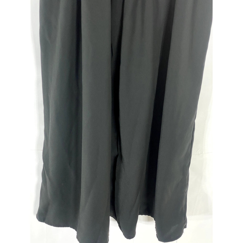 UNBRANDED Women’s Black Solid Smocked Adjustable Strap Midi A-Line Dress SZ XL