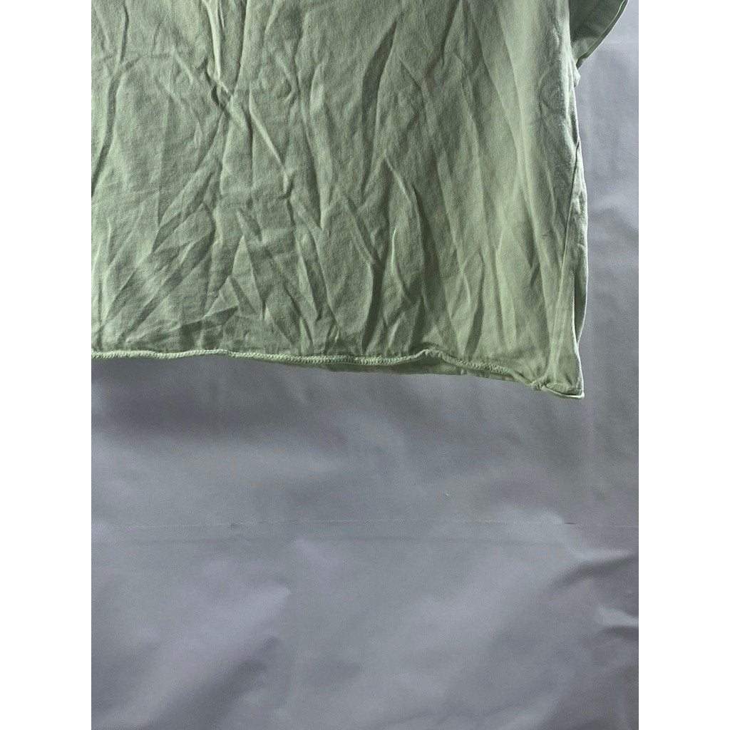 ZARA Girls' Lime Green Crewneck Short Sleeve Chest-Pocket Crop Top SZ 10