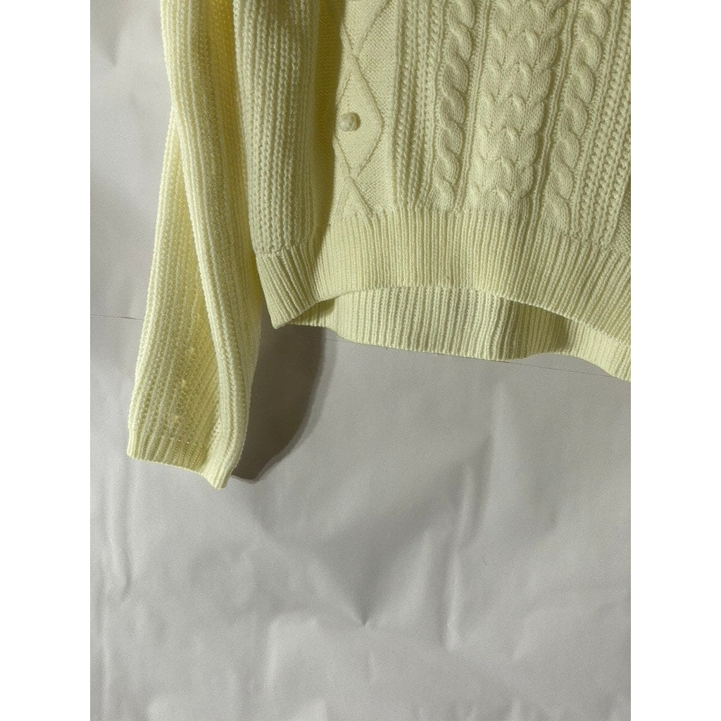 ALMOST FAMOUS Women’s Cream Cable Knit Crewneck Long Sleeve Sweater SZ L