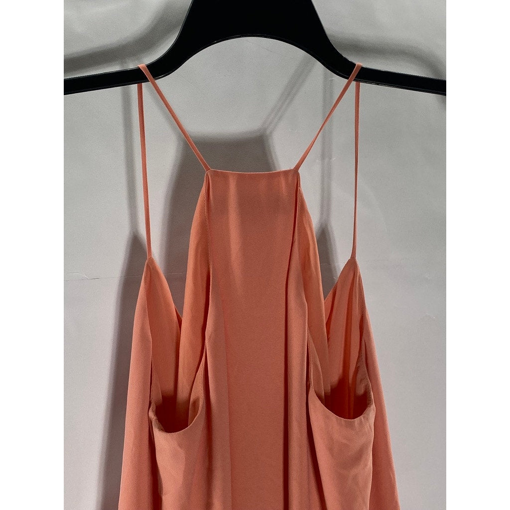 ANN TAYLOR LOFT Women's Peach V-Neck Spaghetti Strap Loose-Fit Racerback Top SZS
