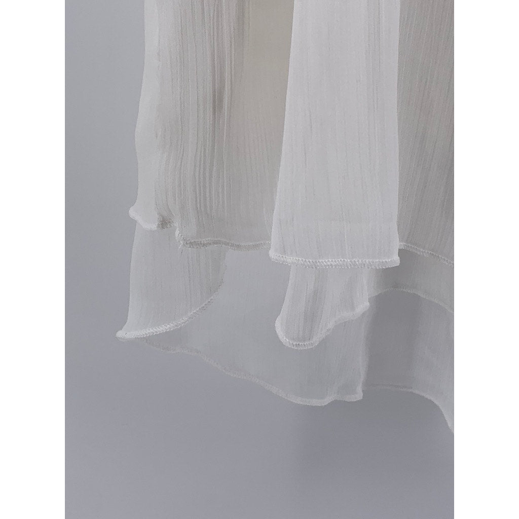 UNBRANDED Women's White Solid Scoop-Neck Pleated Tank SZ 18