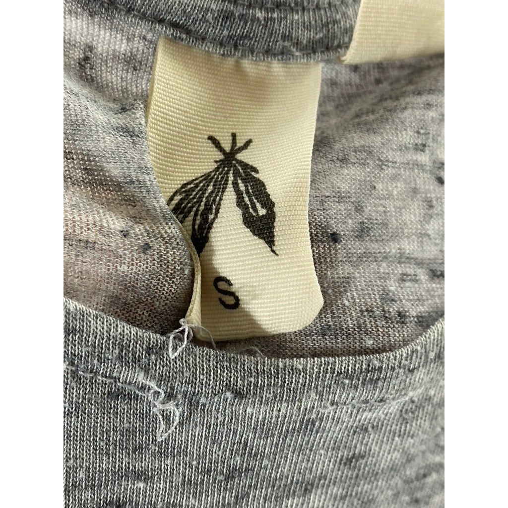 ANTHROPOLOGIE THREE FEATHER Women's Heathered Gray Crewneck Oversized Top SZ S