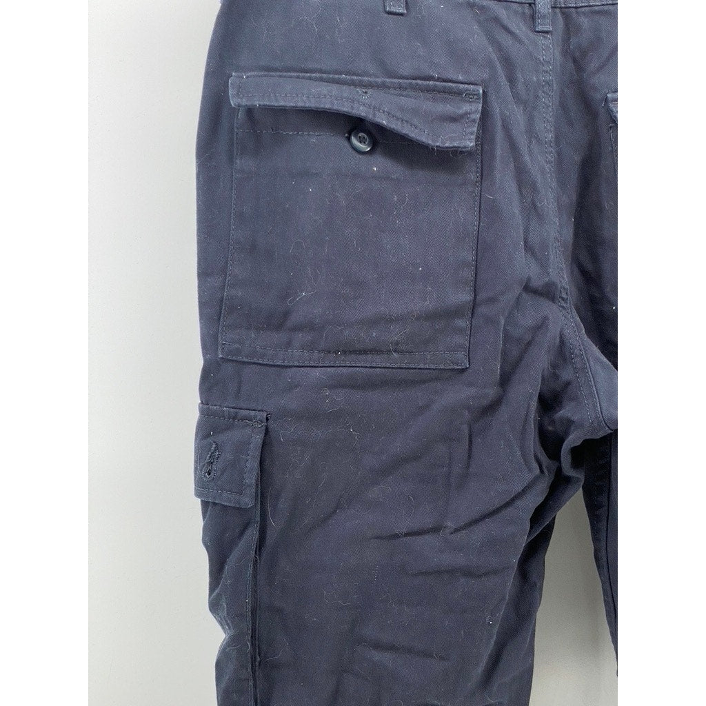 THE STRONGHOLD Men's Navy Blue Relaxed-Fit Straight-Leg Cargo Pants SZ 34x30