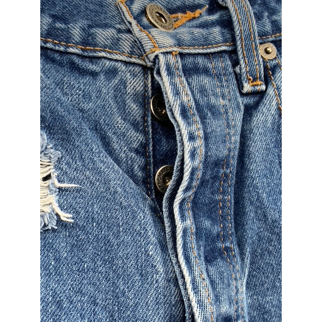 ABERCROMBIE & FITCH Women's Vintage Blue Distressed Button-Fly Denim Jeans SZ 8