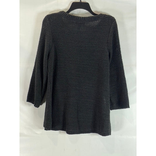 STYLE & CO Women's Black Knit Long Sleeve Crewneck Pullover Sweater SZ L