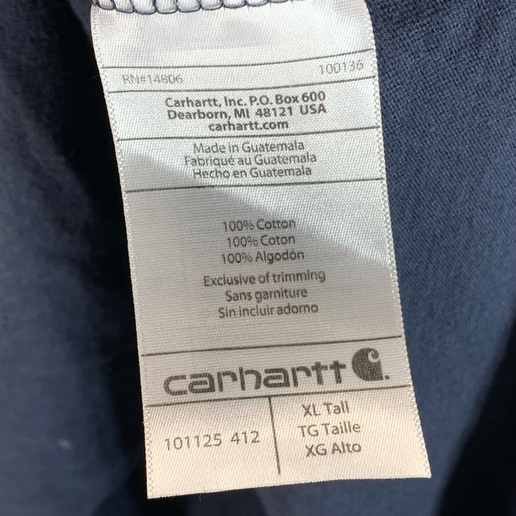 CRARHARTT Men's Tall Navy Crewneck Patch Pocket Relaxed-Fit T-Shirt SZ XL/T