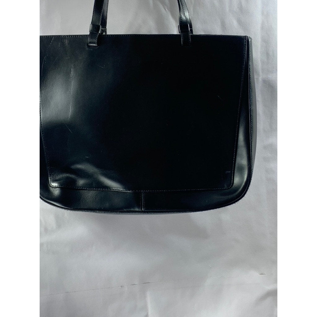 PRIMTEMPS Women's Black Faux-Leather Large Shoulder Bag