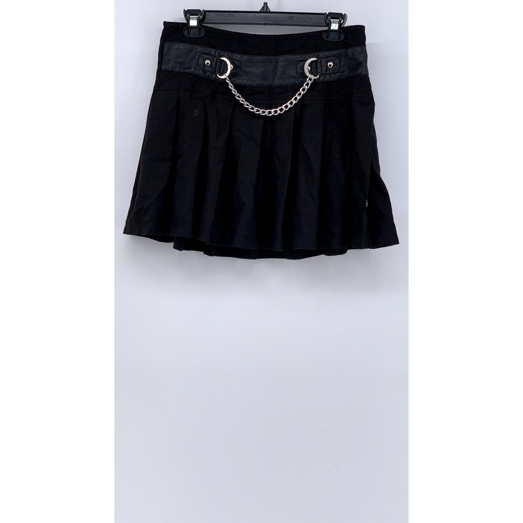 ROYAL BONES Women's Black Tripp Chain Pleated Grunge Mini Skirt SZ M