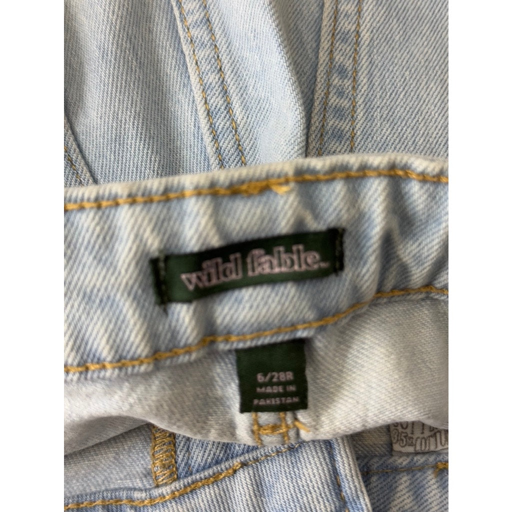 WILD FABLE Women's Light Blue Distressed Highest Rise Baggy Jeans SZ 6/28