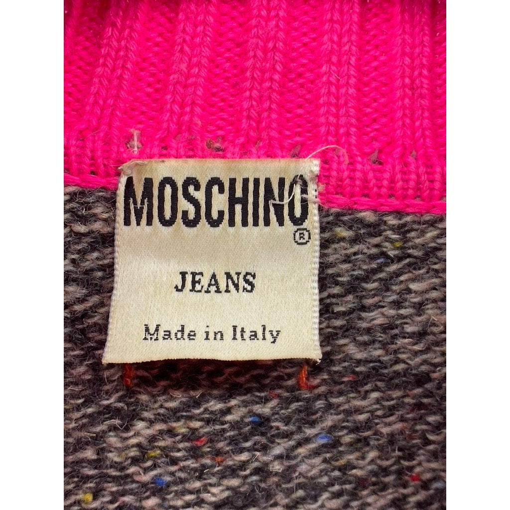 MOSCHINO Women's Multicolor Knit Mock-Neck Long Sleeve Pullover Sweater SZ 14