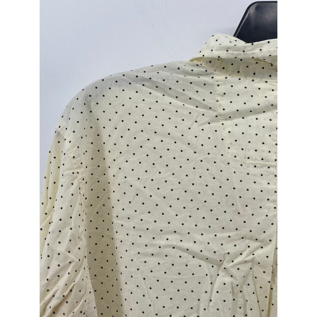 GAPBODY Women's Cream-Black Polka Dot Button-Up Oversized Long Sleeve Top SZ XS