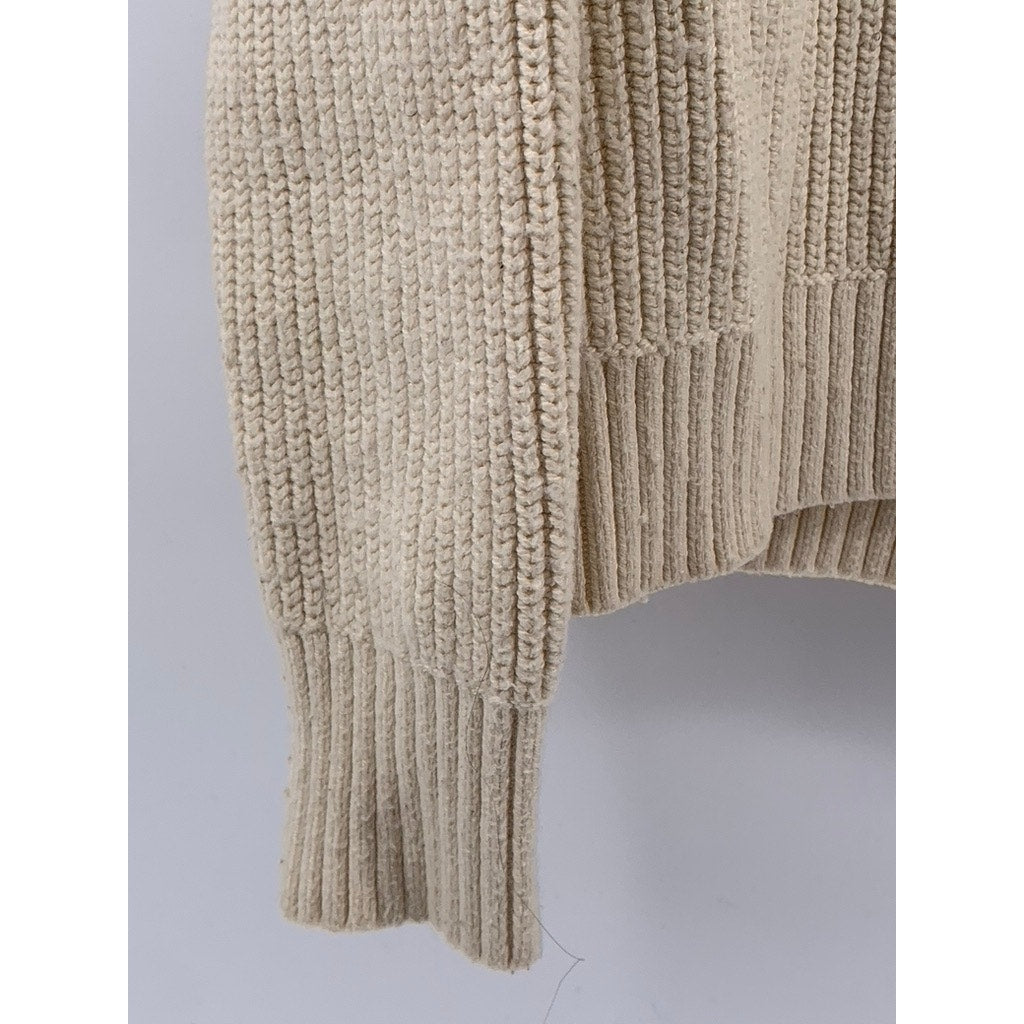 OLD NAVY Women's Beige Ribbed Button-Up V-Neck Long Sleeve Cardigan SZ S