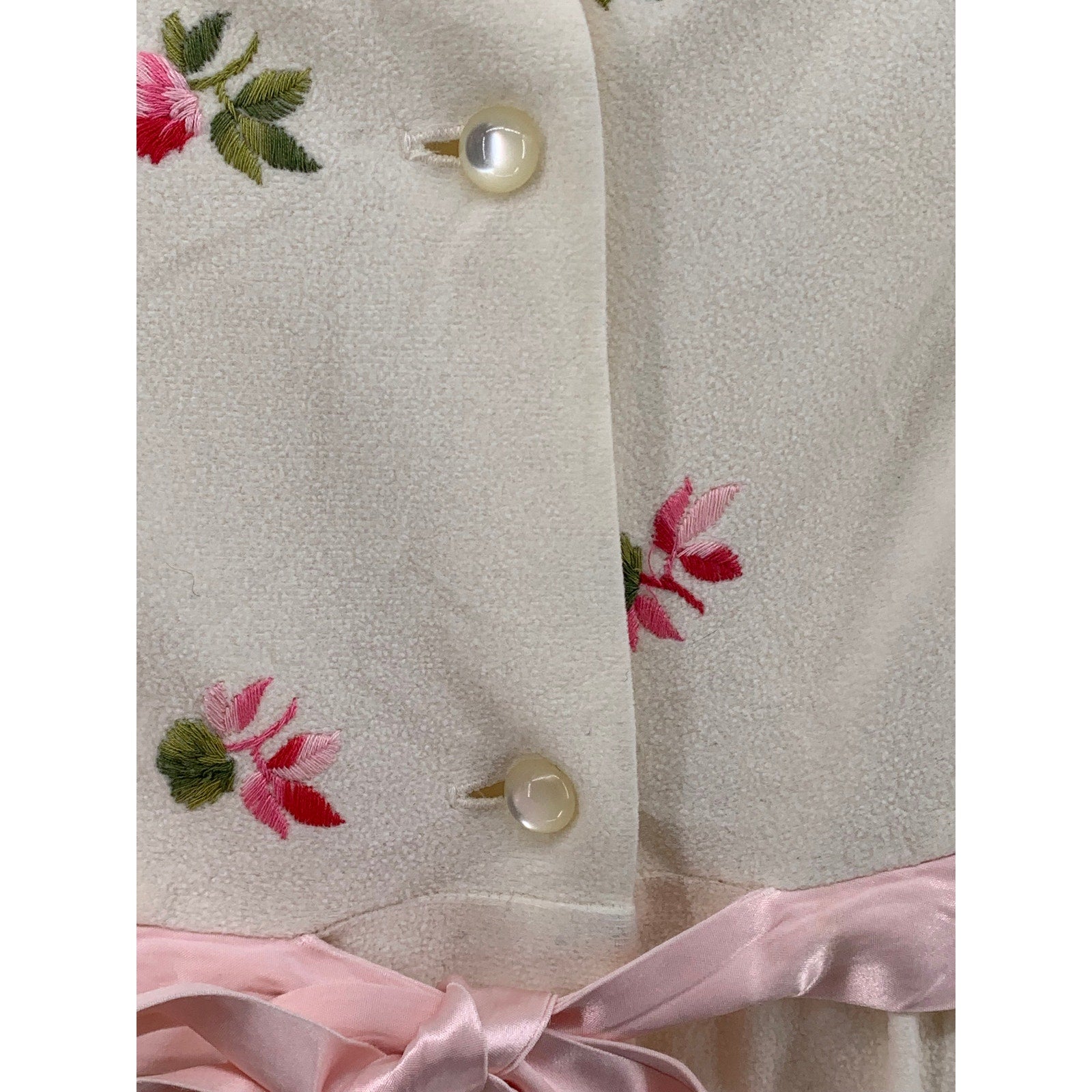 LISANNE Juniors' Vintage Cream Embroidered Floral Button-Up Midi Dress SZ M