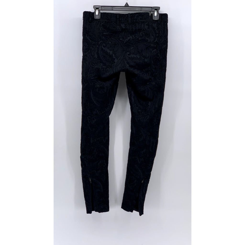 FAITH CONNEXION Women’s Black Textured Brocade Zipper-Hem High-Rise Pant SZ 4