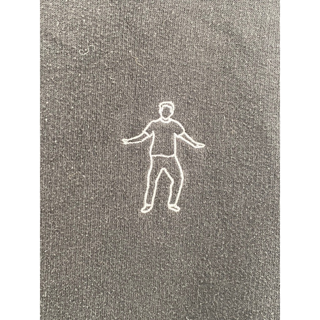 LES FANTOMES Men's Black Embroidered Man Crewneck Long Sleeve Sweatshirt SZ M