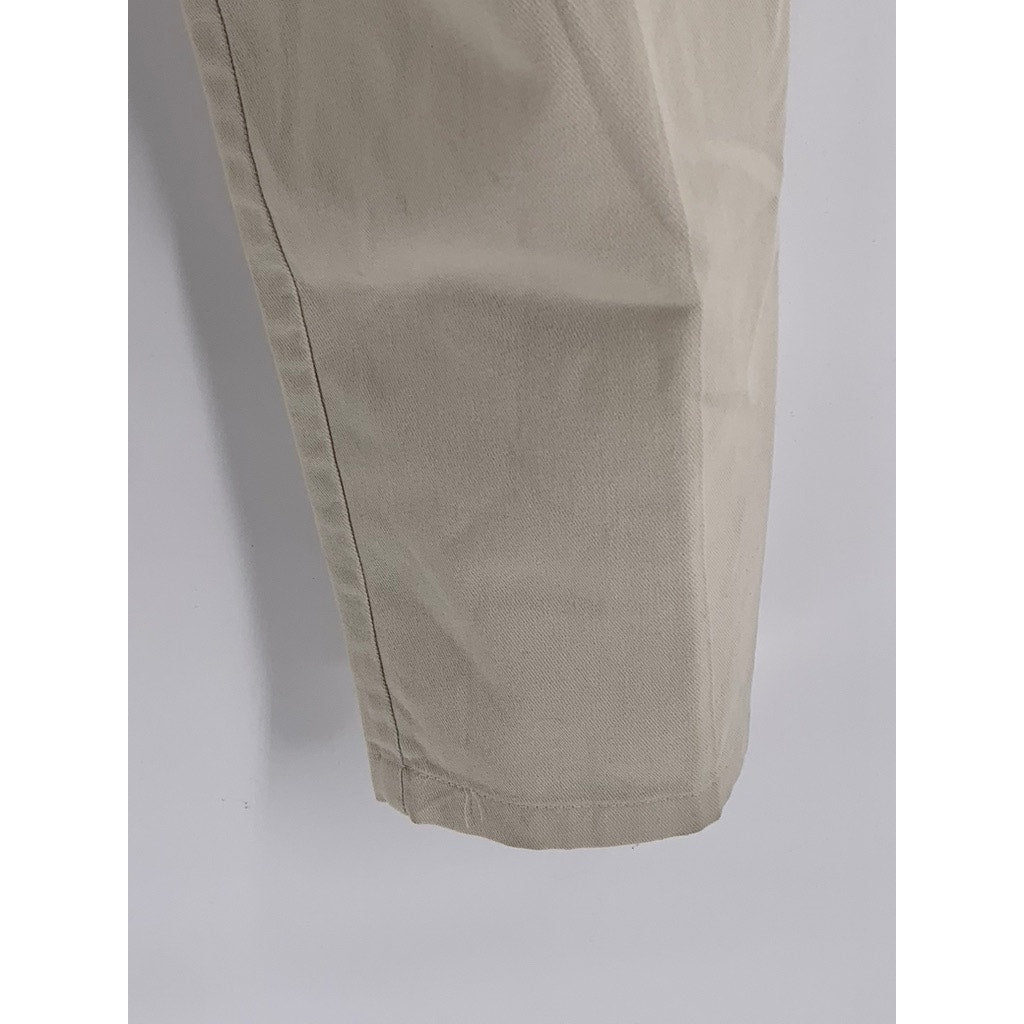 UNBRANDED Men's Tan Solid Cotton-Blend Straight-Leg Pants SZ 36X32