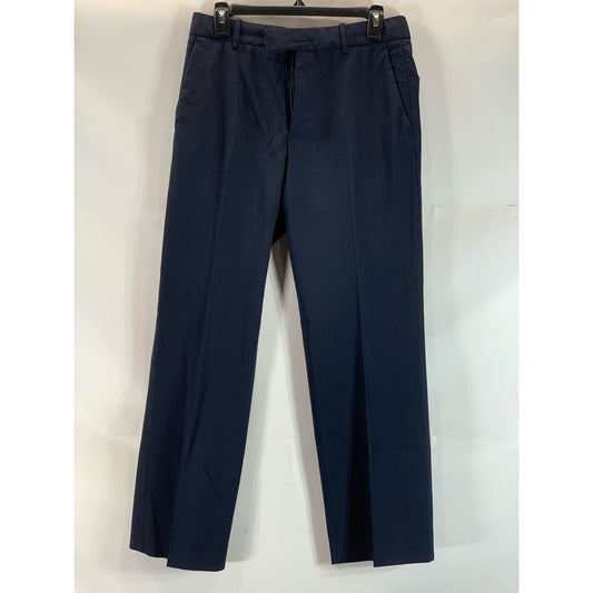 THEORY Men's Navy Solid Wool-Blend Flat Front Extended Button Dress Pant SZ30X30