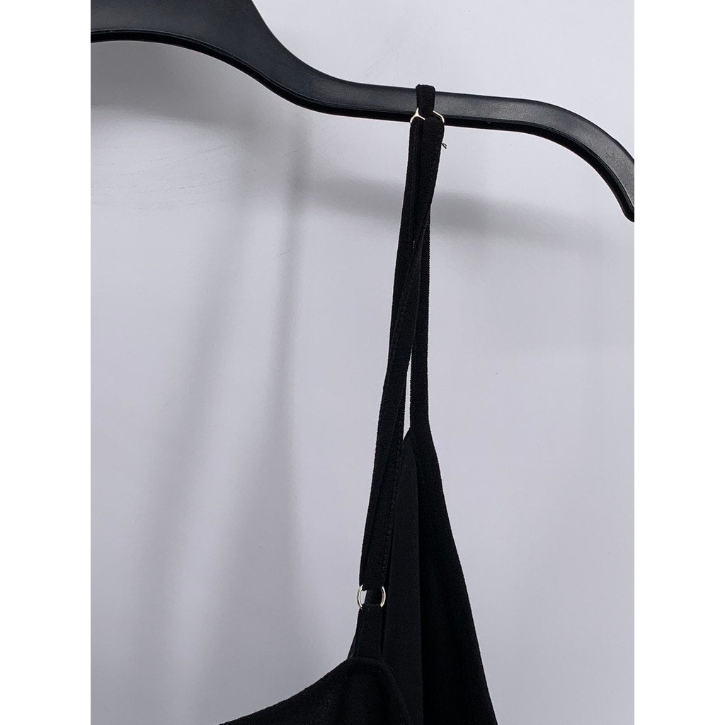 UNBRANDED Women's Black V-Neck Spaghetti Strap Mini Dress SZ L/XL