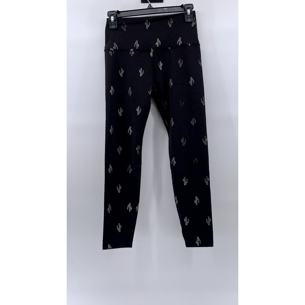 BEYOND YOGA Women's Black Cactus Print High-Rise Pull-On Leggings SZ S