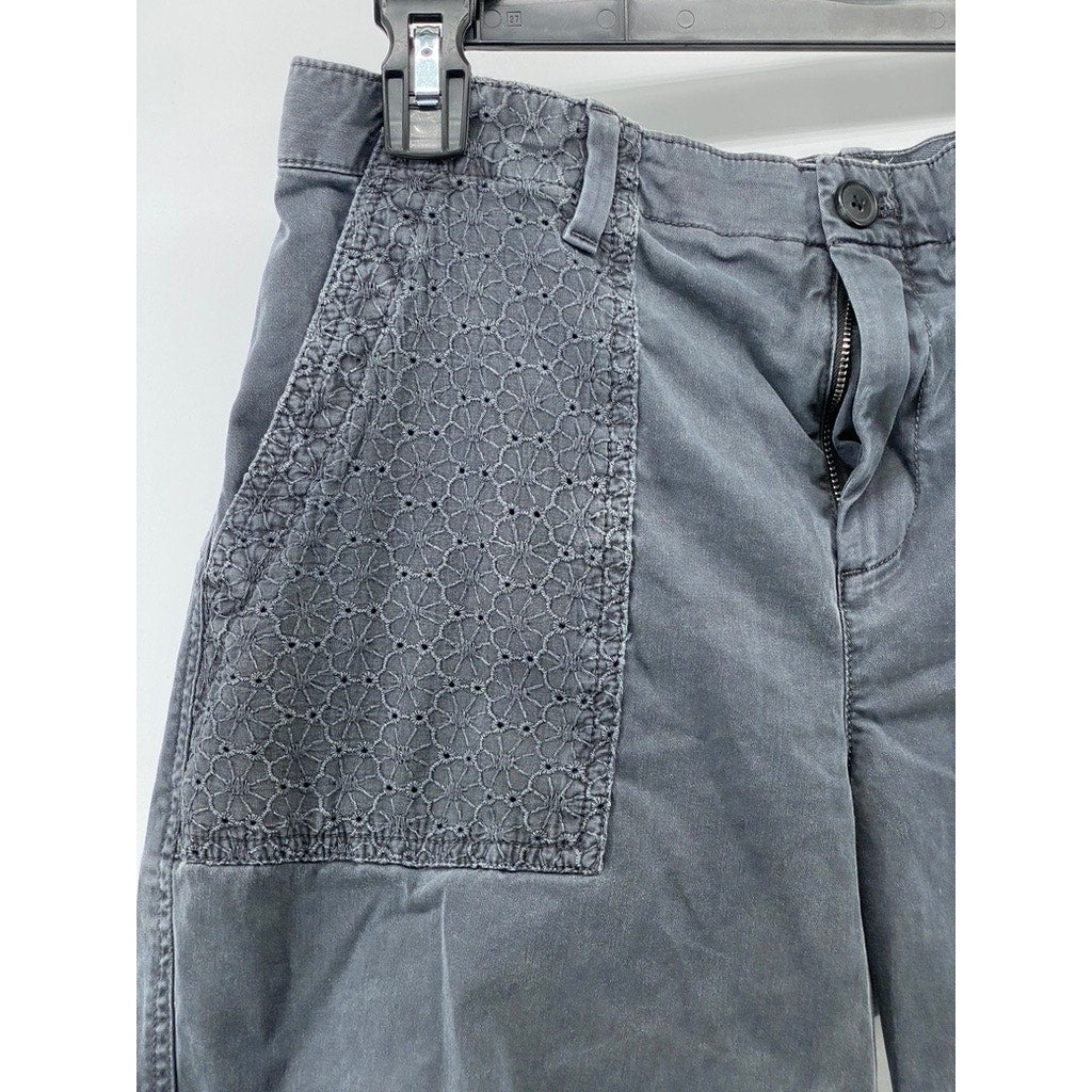 GAP Women's Charcoal Gray Floral Lace Regular-Fit Bermuda Girlfriend Shorts SZ 8