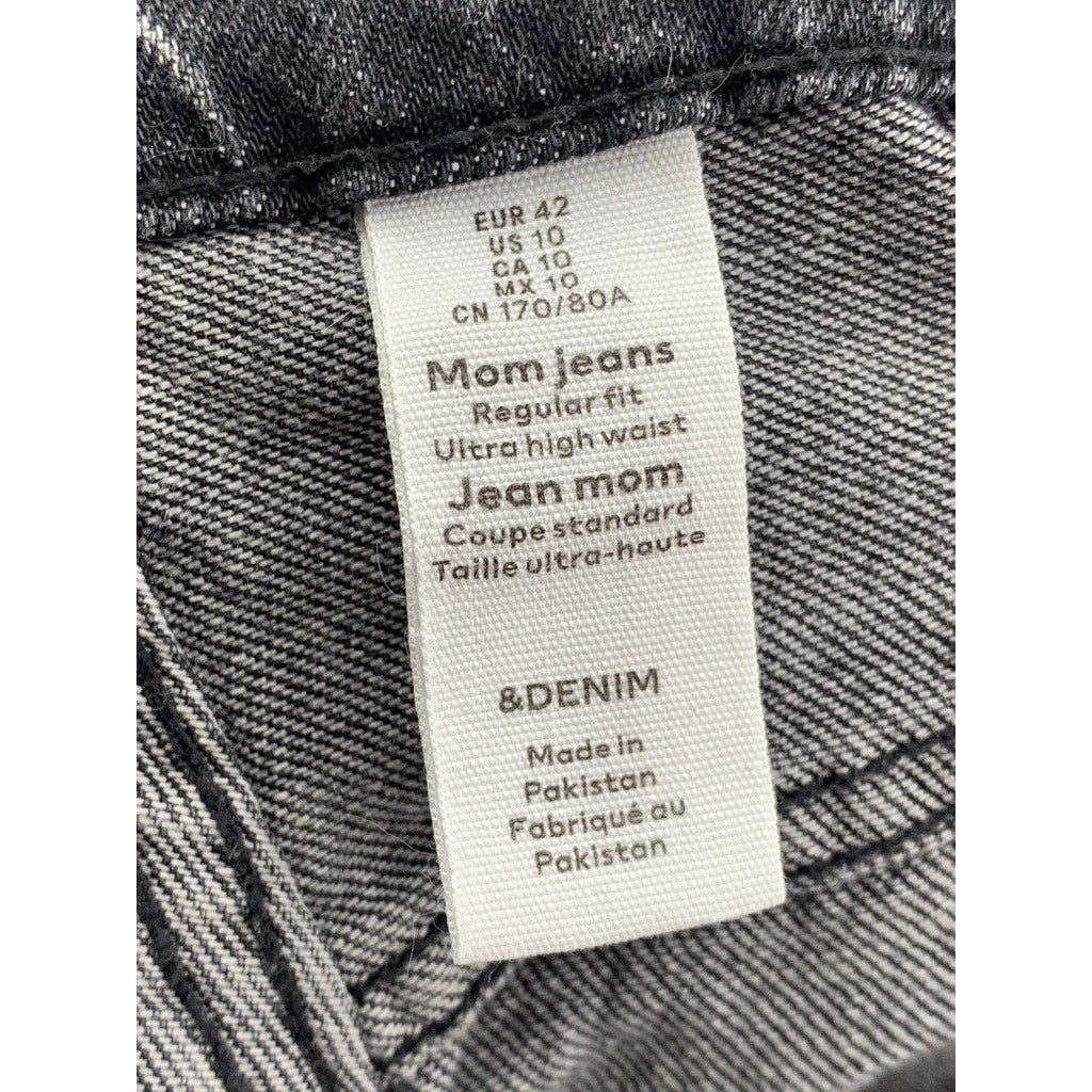 &DENIM Women's Black Denim Ultra High Rise Regular-Fit Mom Jeans SZ 10