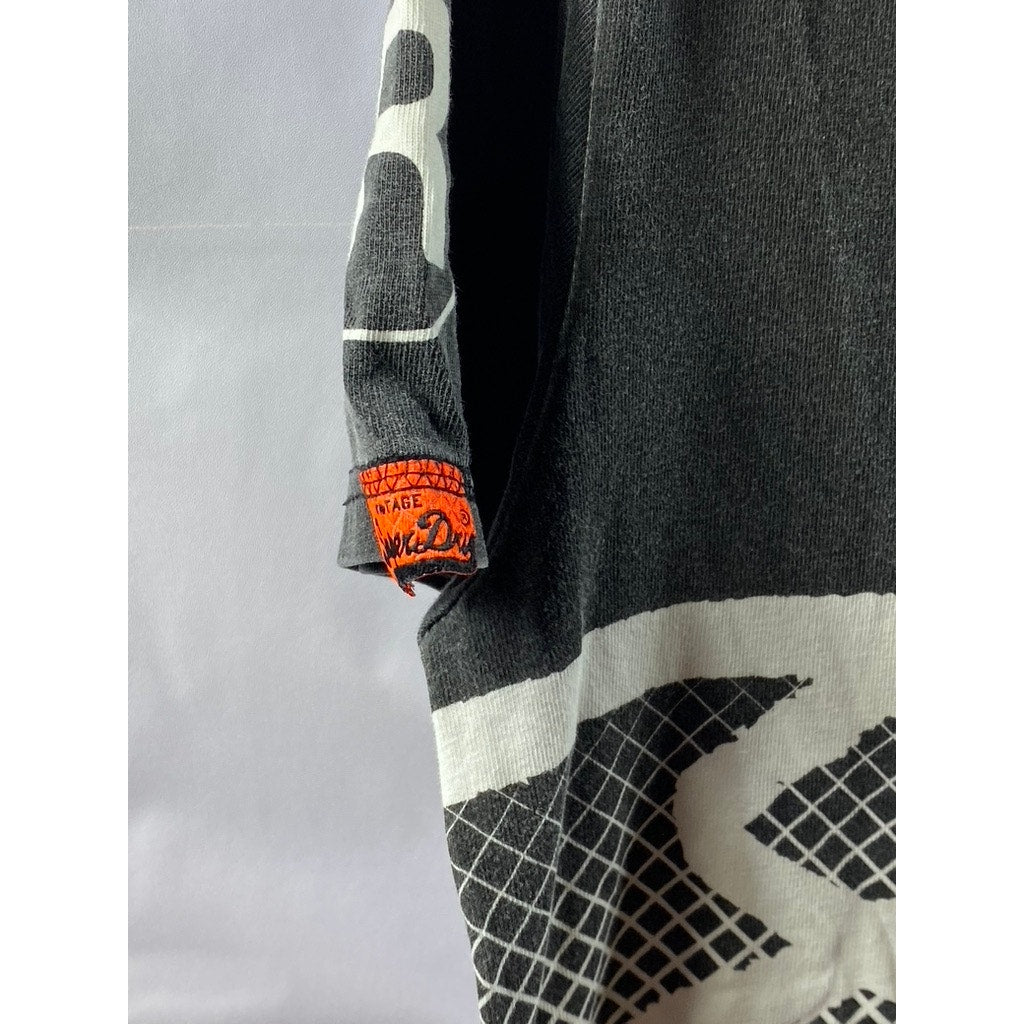 SUPERDRY VINTAGE Men's Black-White Crewneck Logo Ombre Short Sleeve T-Shirt SZ L