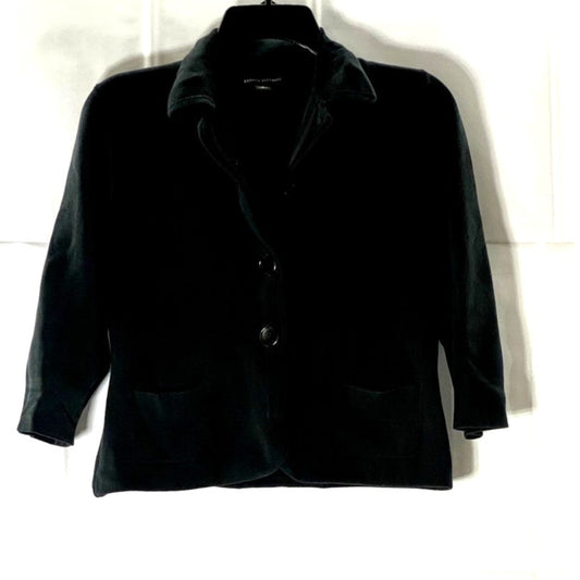 BANANA REPUBLIC Women's y2k Black Silk Blend Button Front Blazer Jacket SZ S