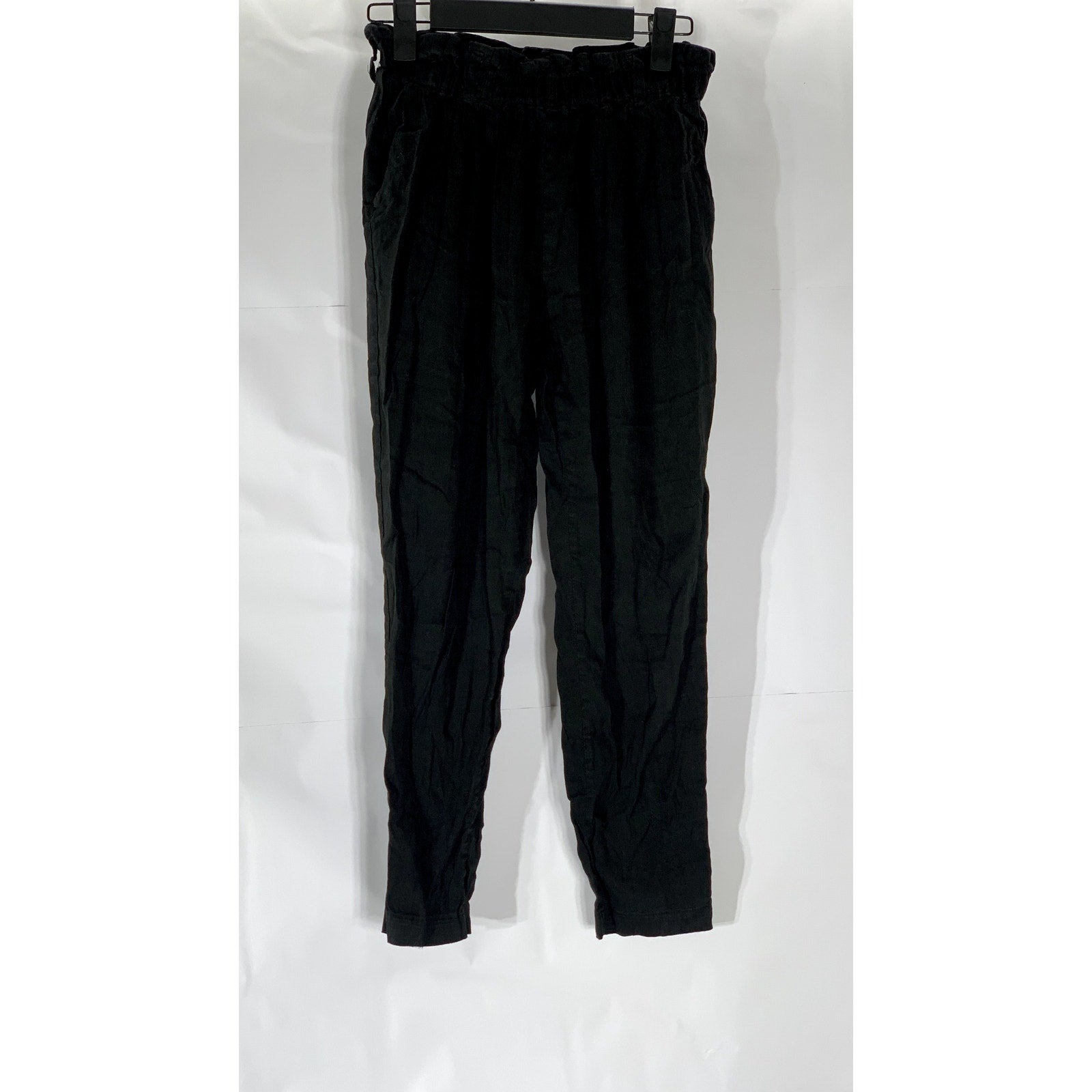 PINKYOTTO Women’s Black Solid Ruffle Waist Pull-On Jogger Pant SZ S