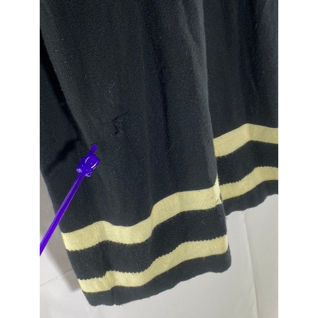 LILLY PULITZER Women's Black Connie Stripe Long Sleeve Mini Sweater Dress SZ M