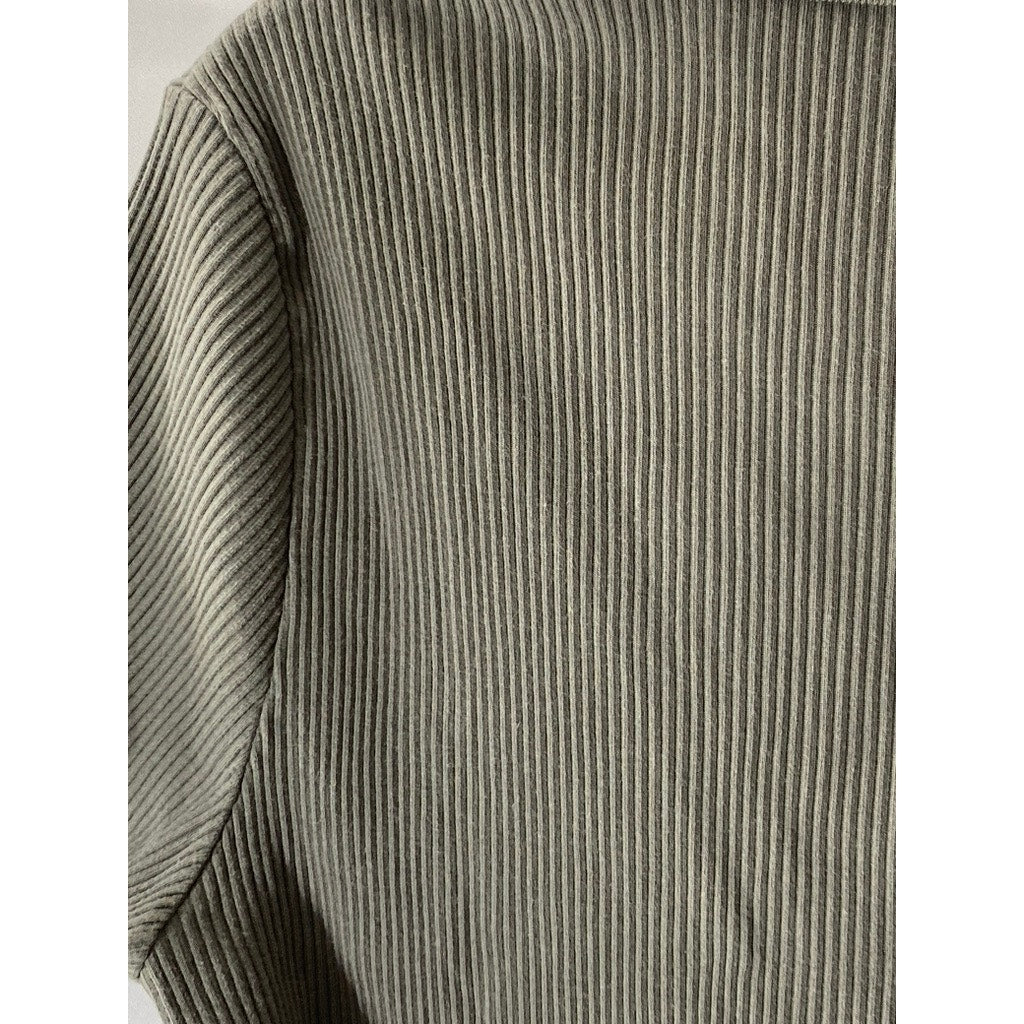 UNIQLO Women's Dark Gray Ribbed Crewneck Short Sleeve Cropped Top SZ L