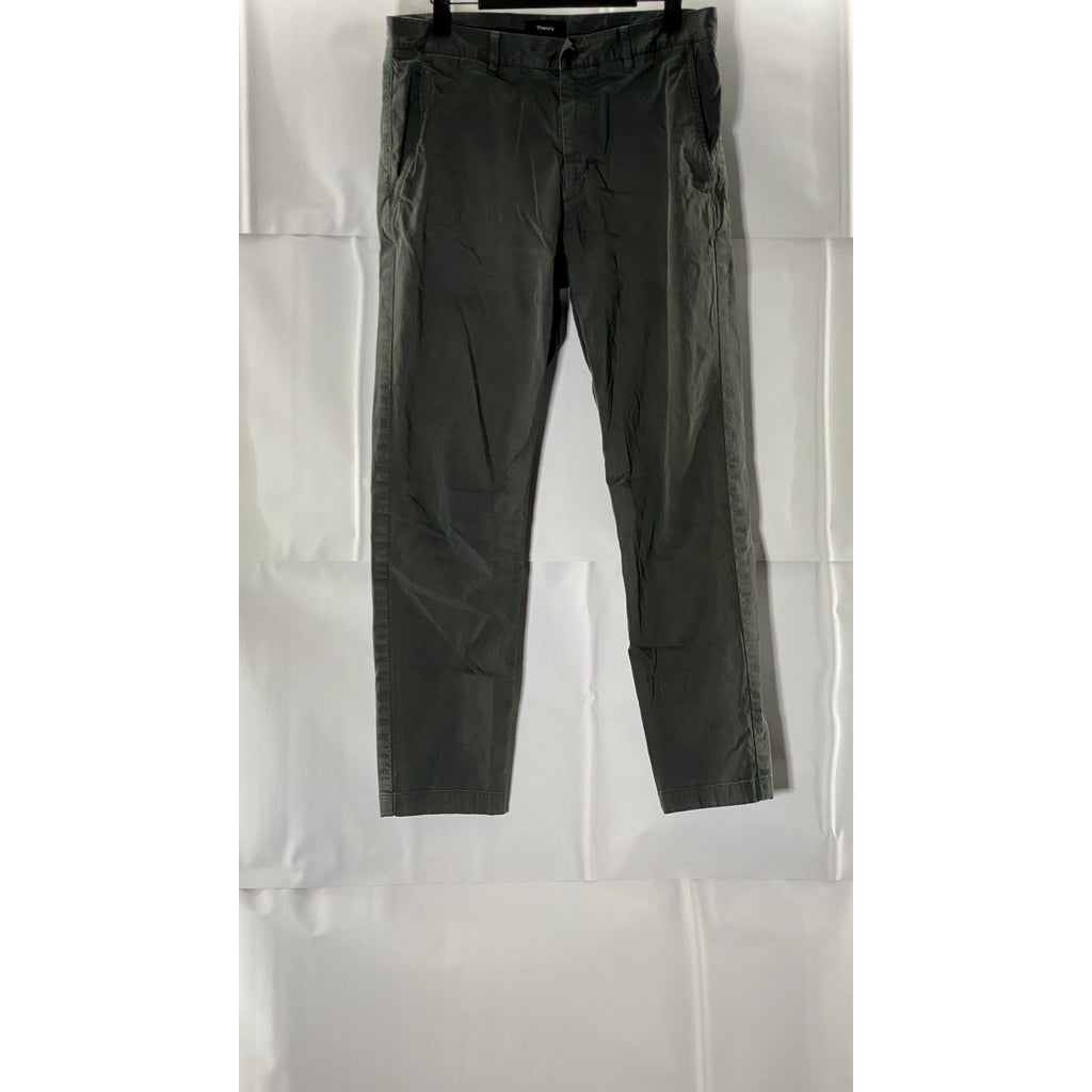THEORY Men's Gray Solid Straight-Leg Chino Pants SZ 29