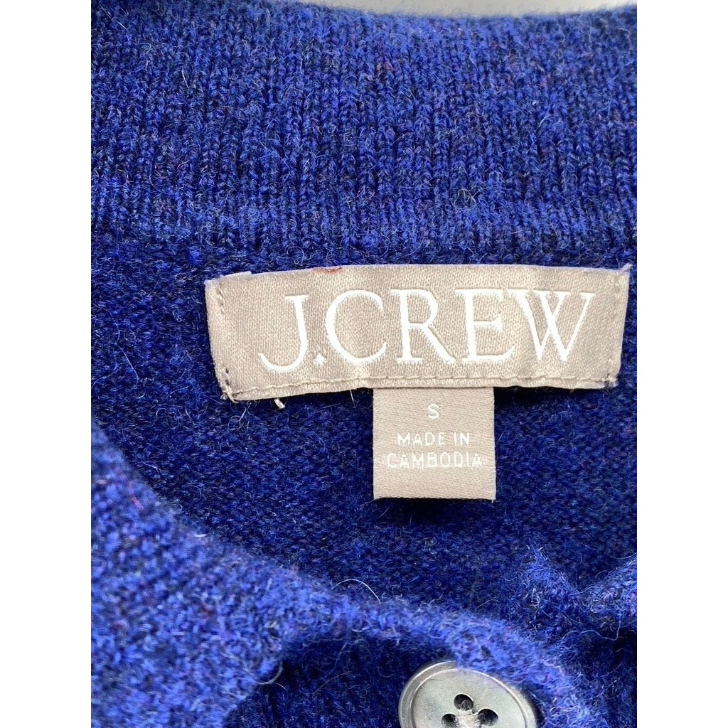 J.CREW Women's Royal Blue Super Soft Yarn Knit Long Sleeve Sweater Polo SZ S