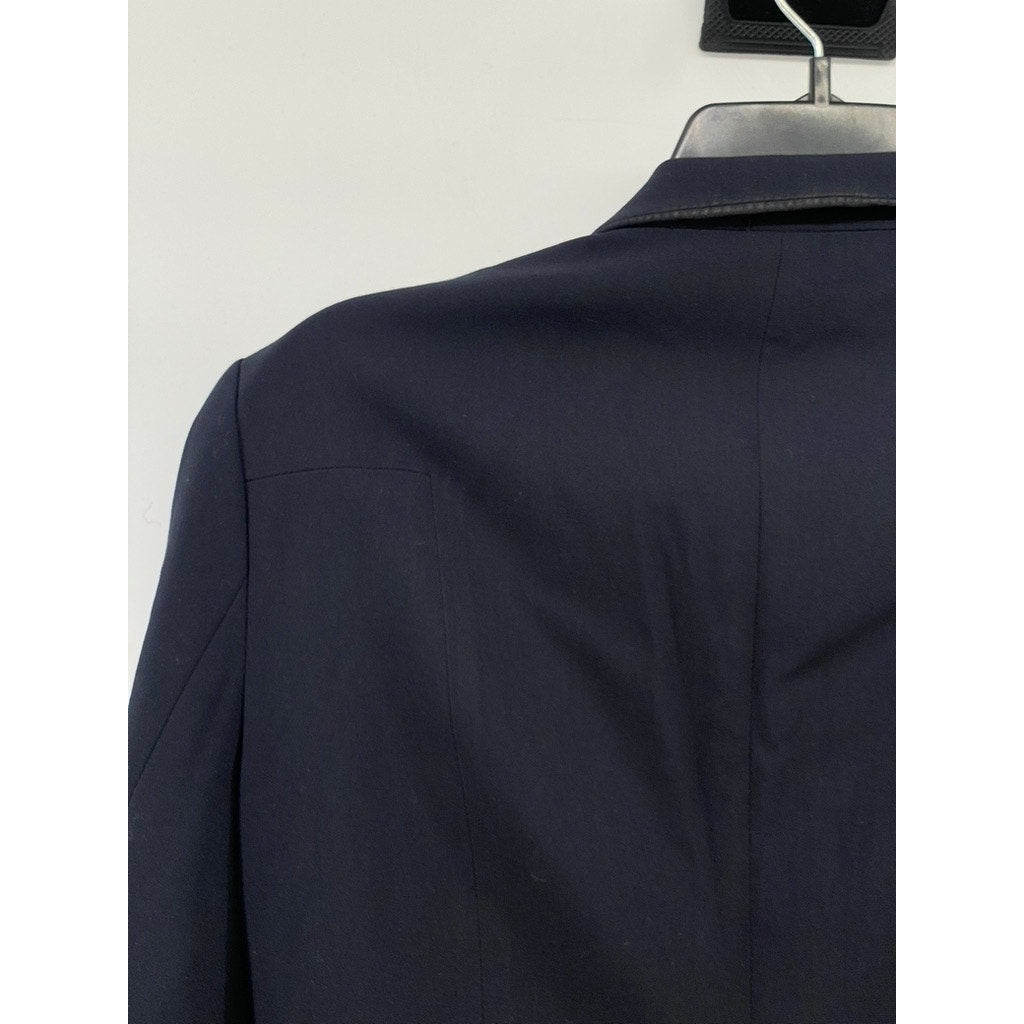 UNBRANDED Women's Navy Double Breasted Notch-Collar Long Sleeve Blazer SZ S
