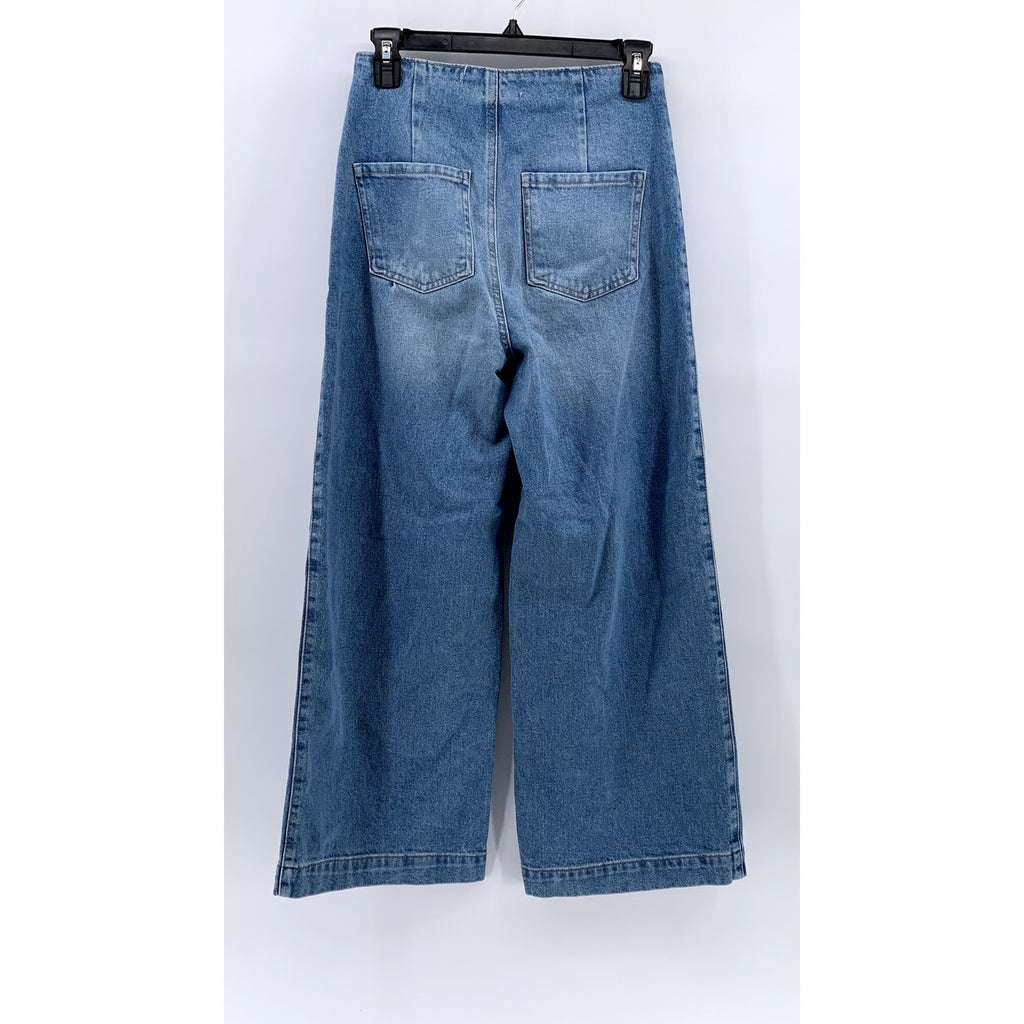 ZARA Women's Light Blue Wash Denim Wide-Leg Loose Jeans SZ 2