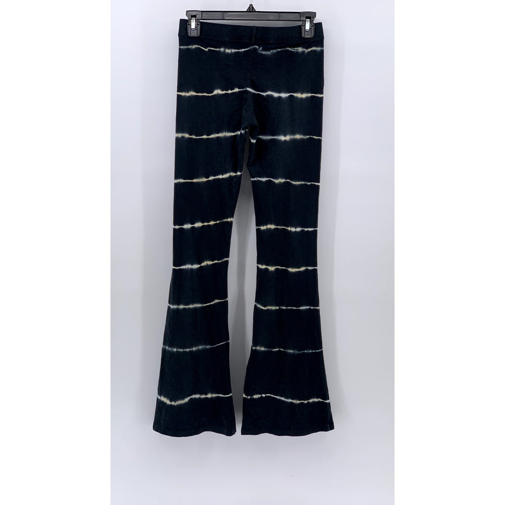SUBDUED Women's Black Tie-Dyed Stripe High-Rise Flare Pull-On Pant SZ M