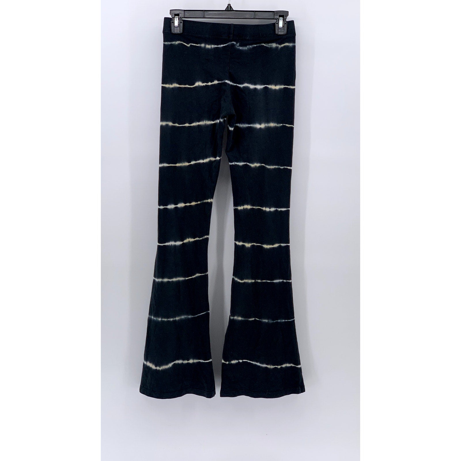 SUBDUED Women's Black Tie-Dyed Stripe High-Rise Flare Pull-On Pant SZ M