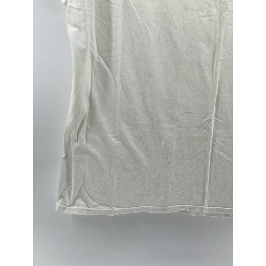 HANES Men's White V-Neck Short Sleeve Casual Underlayer T-Shirt SZ M