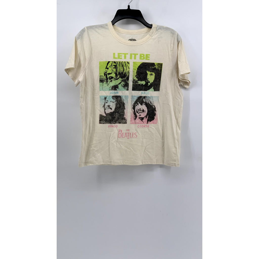 THE BEATLES Men's Beige Graphic Crewneck Short Sleeve T-Shirt SZ L