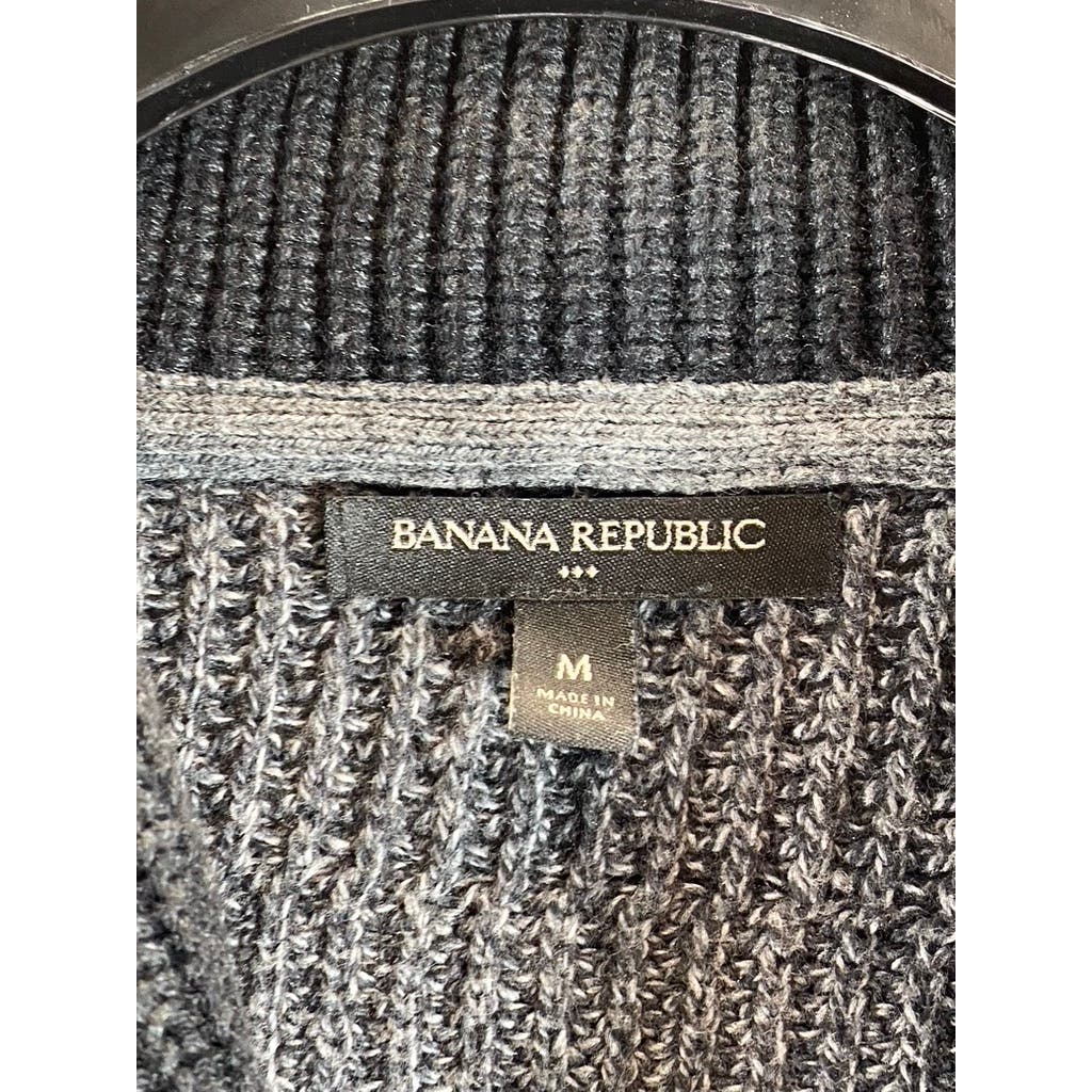 BANANA REPUBLIC Men's Charcoal/Black Cotton-Blend Shawl-Collar Cardigan SZ M