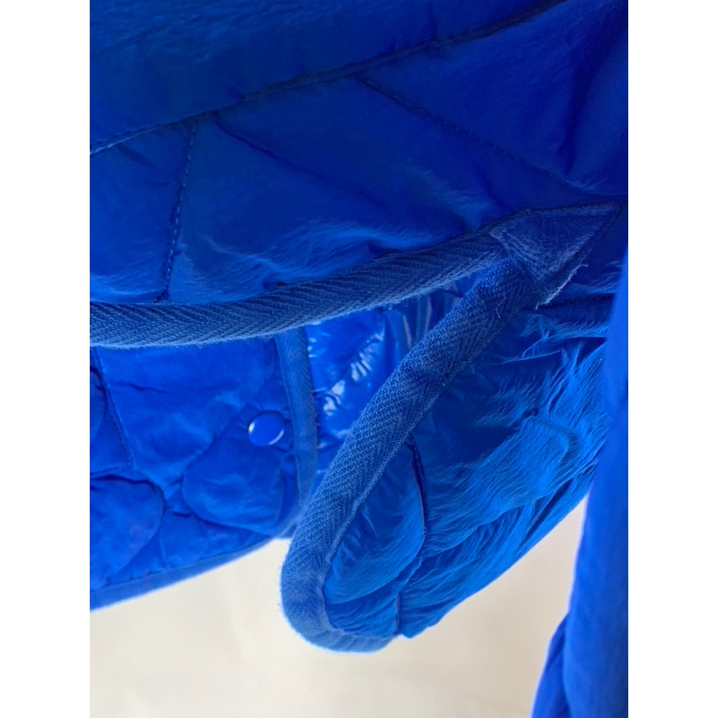 ZARA Women's Royal Blue Snap-Button Oversized Quilted Split Hem Jacket SZ XS