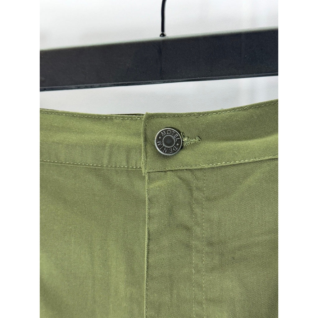 MOTEL Women's Dark Olive Widya Midi Straight Cargo Skirt SZ XS(US4)